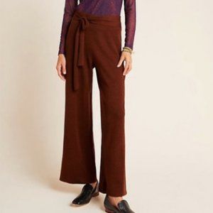 Anthropologie Linette Cropped Wide Leg Knit Pant Womens XS Brown